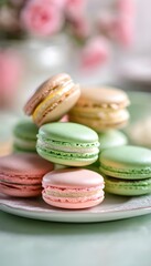 Obraz premium Delightful Treats: A Colorful Array of Gourmet Macarons