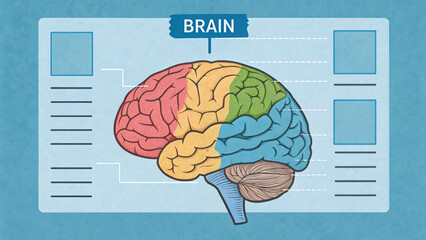 Color-coded illustration of the human brain with labeled lobes
