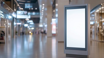 Blank digital advertising screen in a shopping mall