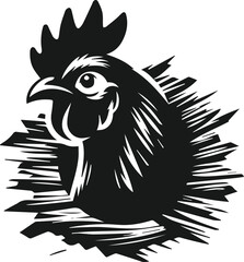 Vector peeking hen silhouette