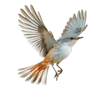 bird in flight with outstretched wings isolated on a white or transparent background.