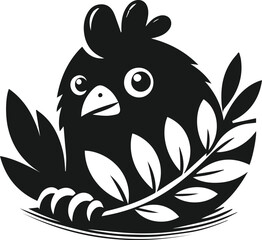Vector peeking hen silhouette