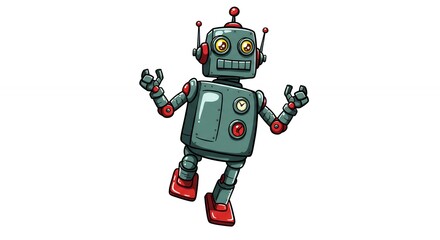 Fototapeta premium Retro cartoon robot illustration