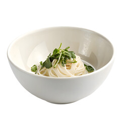 Delicious White Noodles in a Bowl: Simple Asian Cuisine Food Photography on transparent background