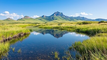 Tranquil mountain lake reflection landscape serenity nature photography