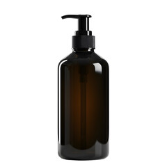 Amber Glass Pump Bottle with Black Top on Transparent Background