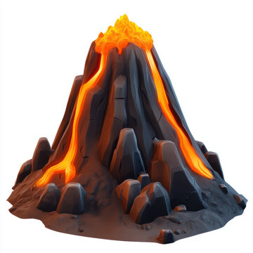 orange firer and volcano on white