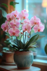 Orchid blooming action indoor garden flower photography natural light close-up beauty of nature
