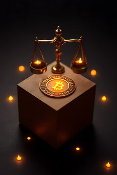 Balancing cryptocurrency trends modern finance digital assets dark environment artistic viewpoint
