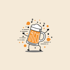 A dancing beer stein joyfully celebrating 
