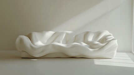 Obraz premium Generative AI, White cozy soft sofa. Interior design of living room, warm minimalism, wabi sabi style