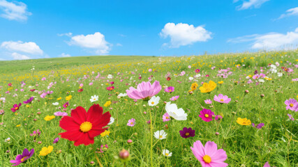Obraz premium Vibrant Wildflower Fields: A tapestry of Nature's Colorful Abundance