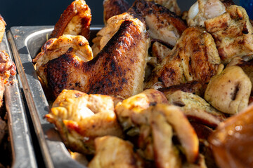 Grilled Chicken Wings on a Metal Tray