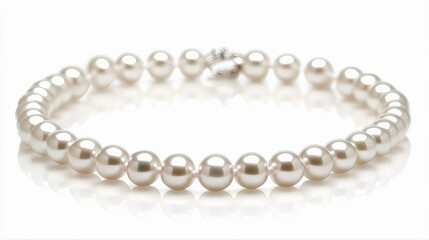Fashion pearl necklace on white background