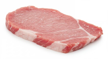 Raw Pork Chop Isolated on White Background Ready for Cooking