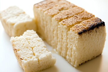 Freshly Baked White Bread Loaf Slices with Crispy Golden Crust