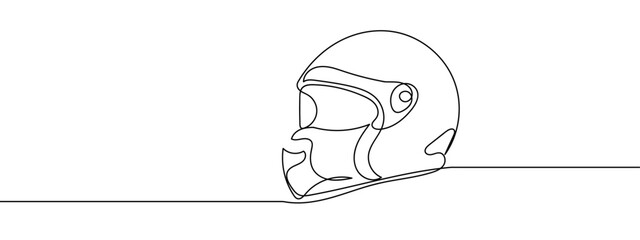 Continuous line vintage helmet line art vector illustration with background editable stroke.