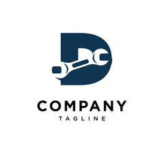 Letter D Wrench Logo Icon Vector