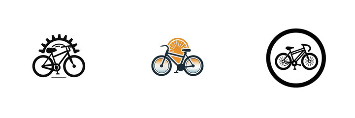 Fototapeta premium A collection of bicycle icons showcasing different styles and designs, perfect for graphic resources in travel or leisure themes isolated on white or transparent png