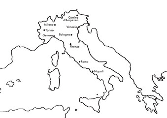 手描きのイタリア地図　文字あり