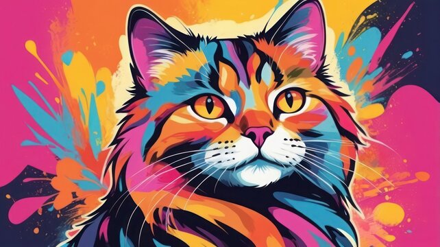 illustration of cat full collor