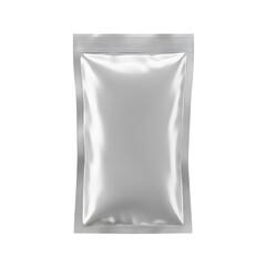 Blank Silver Foil Pouch Packaging Mockup on Transparent Background