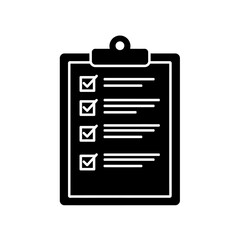 Checklist Icon Simple Black and White Task List Graphic