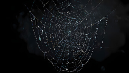 Naklejka premium Close-Up Dew Spider Web – Moody Nature Print