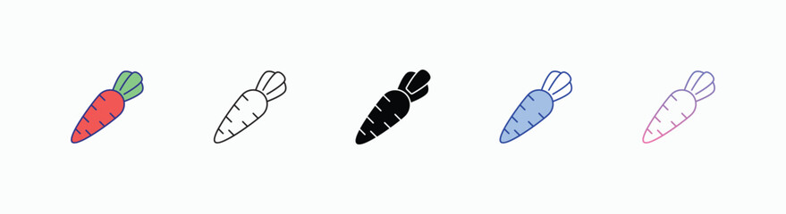 Carrot icons set in different style vector stock 