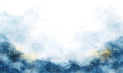 Obraz premium Abstract Watercolor Background Blue Gold Texture Paint Art Design