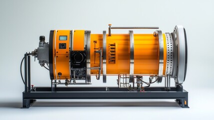 Powerful gas turbine engine showcasing advanced technology and engineering design in a clean studio environment