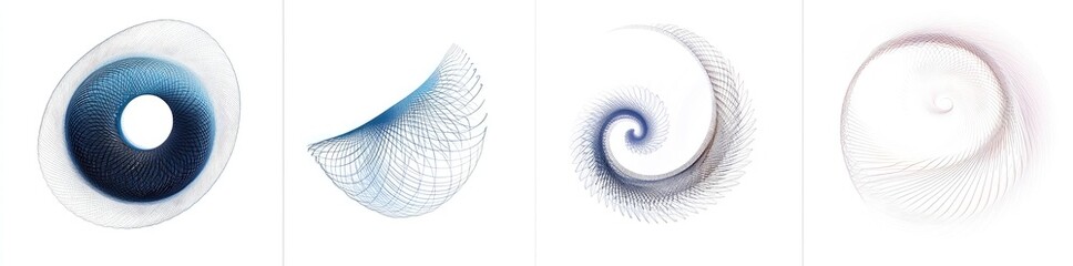 Abstract swirling shapes in blue, white, and gray hues.  Elegant, ethereal forms