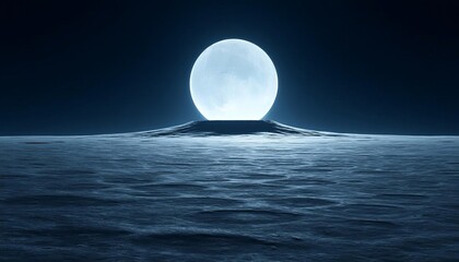 Obraz premium A serene moonrise over a tranquil ocean surface, creating a mystical atmosphere.