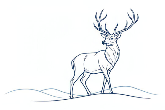 recommend clip art: deer silhouette vector, One Line Deer Drawing – Minimalist Continuous Line Art of a Stag
