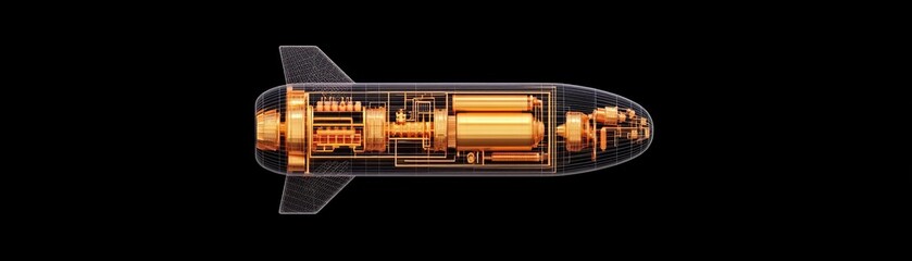 Obraz premium A detailed illustration of a rocket engine showcasing its internal components.