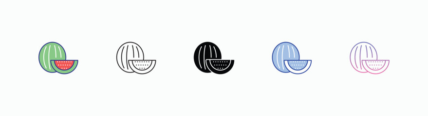 Watermelon icons set in different style vector stock 