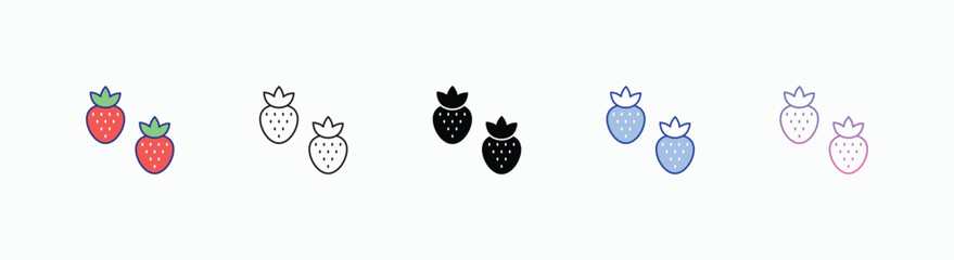 Strawberry icons set in different style vector stock 
