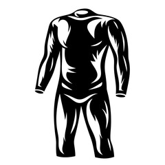 Vector illustration of a full body suit depicted in black and white