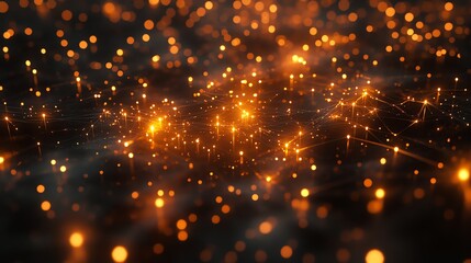 Network Connection with Glowing Nodes and Lines Representing Data Flow