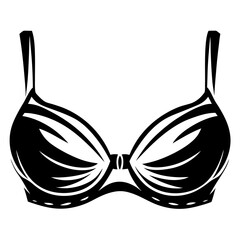 Graphic Illustration of a Black Bra with Unique Design and Straps