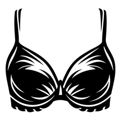 Stylized vector illustration of a pushup bra in black and white color
