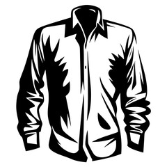 Striking Black and White Vector Illustration of an Unbuttoned Dress Shirt