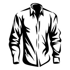 Monochrome Illustration of a Stylish Dress Shirt with Long Sleeves Design