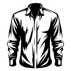 Striking Black and White Illustration of a Stylish Long Sleeve Shirt
