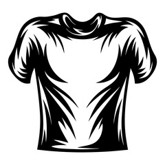 Stylized black and white tshirt illustration with an abstract design pattern
