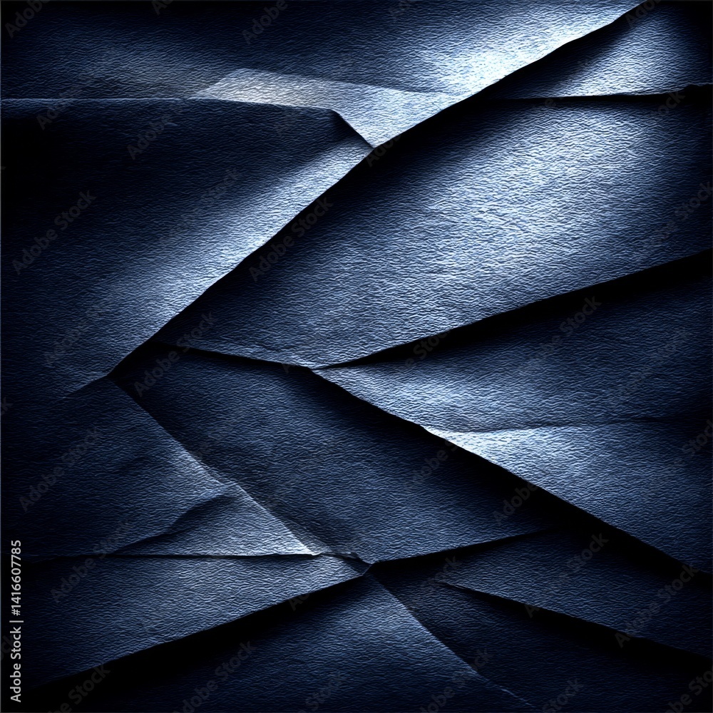 Poster abstract dark blue texture: crumpled material with light and shadow for modern backgrounds