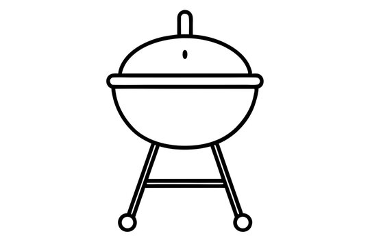 recommend clip art: Barbecue Grill Line Art Vector Illustration With White