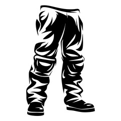 Stylized Black and White Illustration of Pants, Shoes, and Lower Body