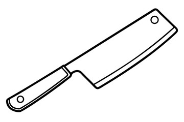 Chopping Knife Line Art Vector Illustration With White