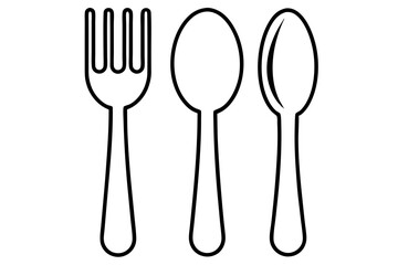Cutlery Set Line Art Vector Illustration With White
